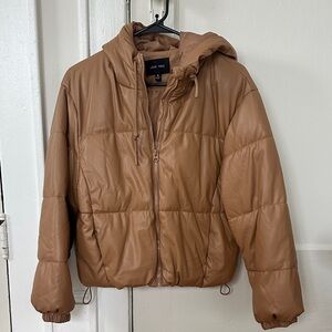 Love Tree Tan Hooded Puffer Jacket